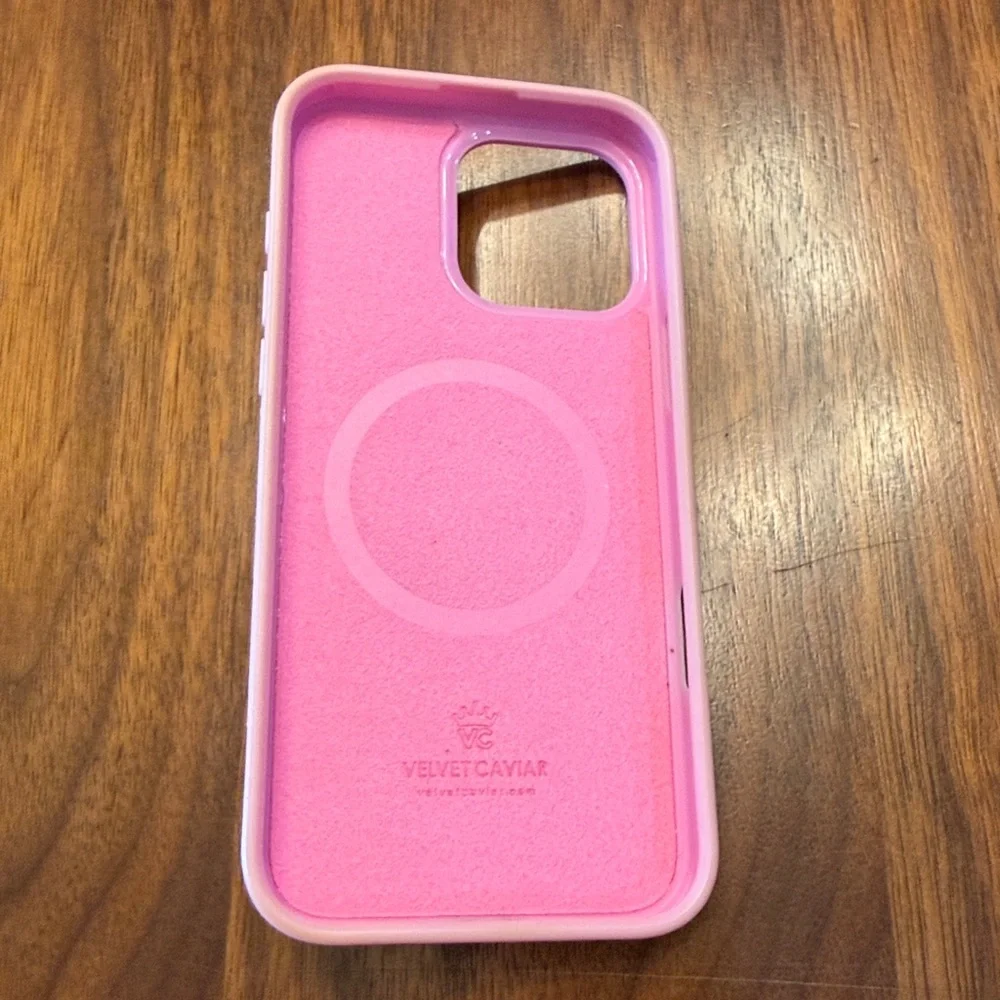 Velvet Cavier Pink MagSafe iPhone 16 pro max case with ring stand